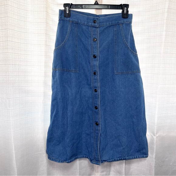 Vintage denim Sportswear International Midi button down skirt - Picture 9 of 10